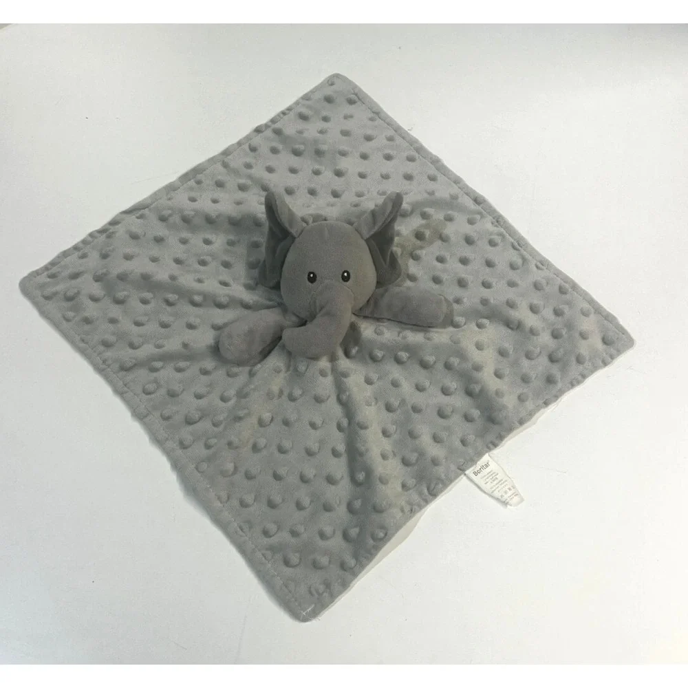 Boritar Gray Elephant‎ Lovey Plush Baby Security Blanket Minky Animal Print Back